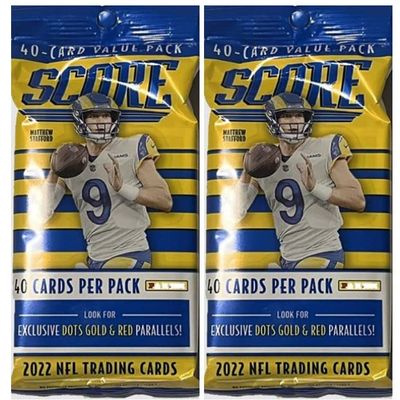 2022 Panini Score Football NFL Cello Fat Pack Set - 80 Trading Cards Total - 40 Cards Per Pack