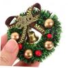 10Pcs Mini Christmas Wreath Ornaments Small Hanging Miniature Wreaths with Bow Bell Decorations for Xmas Tree Door Cabinets Wall Dollhouse view 4