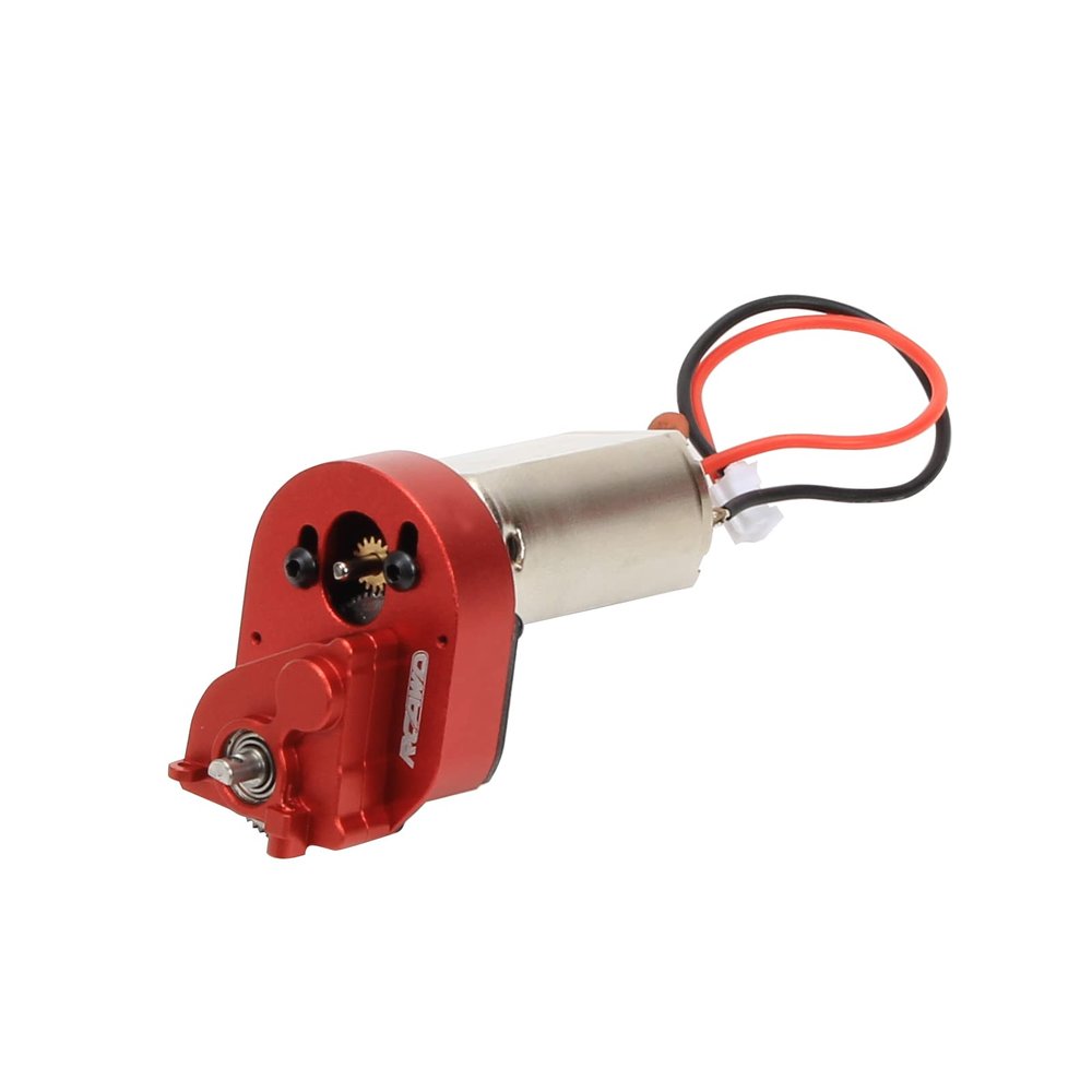 RCAWD SCX24 Upgrades 180 51T Electric Motor Carbon Brushed Motor & Center Gear Housing, Transmission with Steel Gears Parts for Axial 1/24#AXI90081#AXI00001#AXI00002#AXI00005#AXI00006 Red
