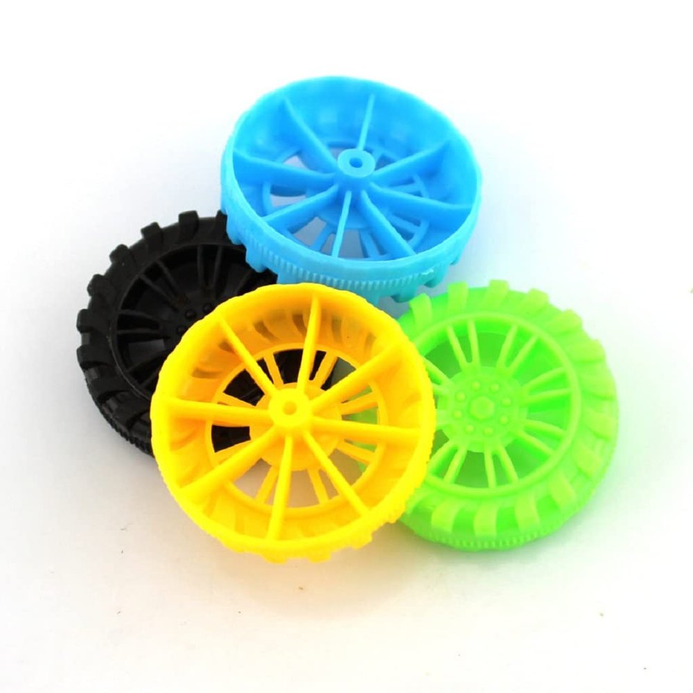 16pcs Toys Car Wheels 35mm Plastic Tire for DIY Model Car Accessories Multicolor