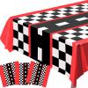 3pcs Race Car Tablecloth, Car Theme Birthday Decorations Supplies, Plastic Road Rectangular Racetrack Table Runner, Checkered TableCovers for Kids, 54 x 108 Inch view 1