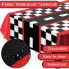 3pcs Race Car Tablecloth, Car Theme Birthday Decorations Supplies, Plastic Road Rectangular Racetrack Table Runner, Checkered TableCovers for Kids, 54 x 108 Inch view 2