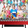 3pcs Race Car Tablecloth, Car Theme Birthday Decorations Supplies, Plastic Road Rectangular Racetrack Table Runner, Checkered TableCovers for Kids, 54 x 108 Inch view 4