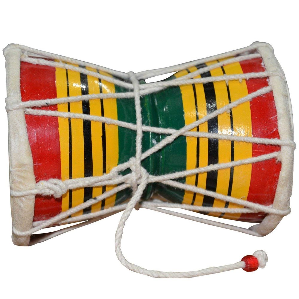 Damru Handmade Musical Drum Lord Shiva Symbol for: Adults and Kids| Wooden Damru for Home, Temple, Multicolor Damru - Gift Item