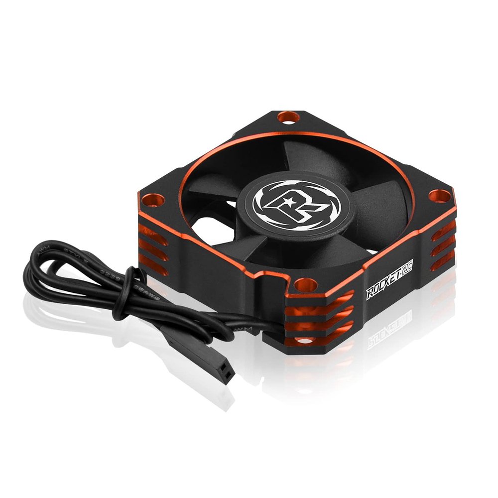 RC Cooling Fan 1/10 35mm 21000RPM 8.4V Aluminum ESC Motor Cooling Fan Heatsink for RC Car 1/8 1/10 Scale 3650,3660,3670 Brushless Motor (Black+Orange)