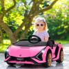 OLAKIDS Kids 12V Licensed Lamborghini SIAN Ride On Car, Electric Vehicle for Toddler with Control Remote, Battery Powered Toy with Music, Horn, 2 Speeds, Suspension, LED Lights, Bluetooth, USB (Pink) view 2