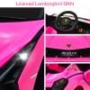 OLAKIDS Kids 12V Licensed Lamborghini SIAN Ride On Car, Electric Vehicle for Toddler with Control Remote, Battery Powered Toy with Music, Horn, 2 Speeds, Suspension, LED Lights, Bluetooth, USB (Pink) view 3