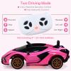 OLAKIDS Kids 12V Licensed Lamborghini SIAN Ride On Car, Electric Vehicle for Toddler with Control Remote, Battery Powered Toy with Music, Horn, 2 Speeds, Suspension, LED Lights, Bluetooth, USB (Pink) view 4