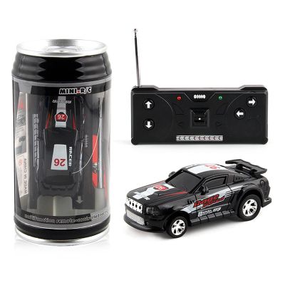 Grebest Mini RC Car,1 Set Micro Remote Control Car with Roadblocks Coke Cans Design Creative Simulation Racing Car Toy Kids Gift (Black)