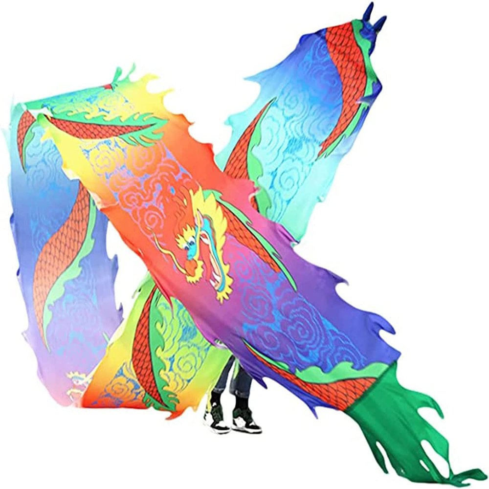 LORGL 3D Colorful Dragon Silk Flowy Spinning & Shaking Poi for Ribbon Toy for Children Kids Beginner