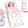 Primlect Thickened Toddler Nap Mat with Removable Pillow and Minky Blanket, Extra Large 55''x35'' Sleeping Bag, Washable, Roll up, Perfect for Daycare, Preschool, Kindergarten, Boys and Girls Flowers view 1