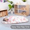 Primlect Thickened Toddler Nap Mat with Removable Pillow and Minky Blanket, Extra Large 55''x35'' Sleeping Bag, Washable, Roll up, Perfect for Daycare, Preschool, Kindergarten, Boys and Girls Flowers view 3