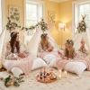 Wilhunter 2 Pack Kids Sleepover Teepee Tent with Lights, Foldable Indoor Slumber Party Tents, Sleep Over Play Tent Playhouse for Girls Birthday Gifts, White view 4
