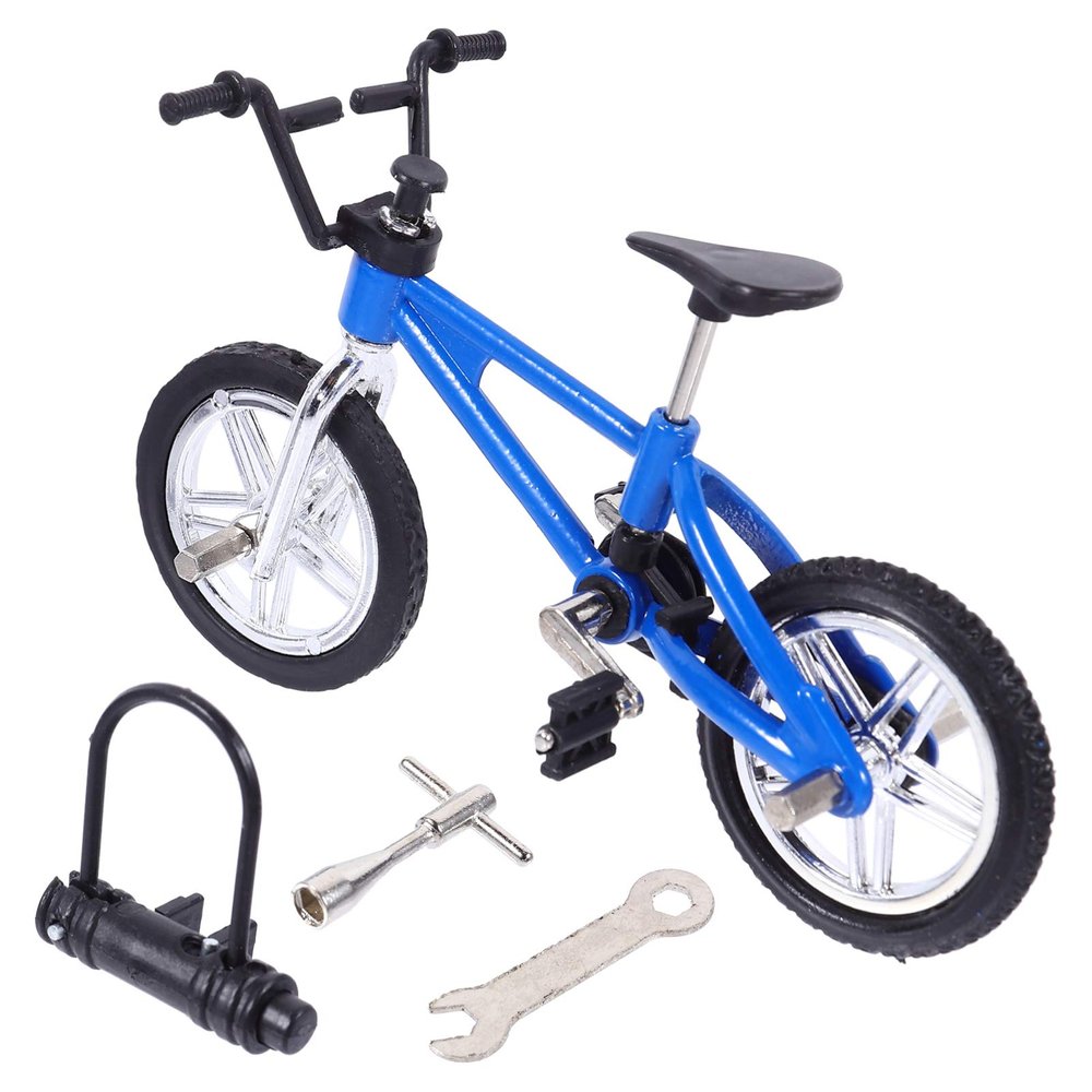 LIOOBO Exercise Bike Metal Finger Bike: Mini Mountain, Finger Toys Game, BMX Set, DIY Decoration for Birthday Christmas Halloween 1Set Blue Mini