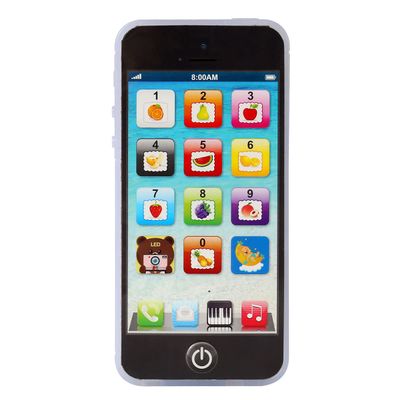 Sujosa Yphone, Pretend Smart Mobile Toy Phone for Toddler Baby & Kids, Musical English Learning Preschool Education Electronic Cell Phone Gift for Boys & Girls (Black)
