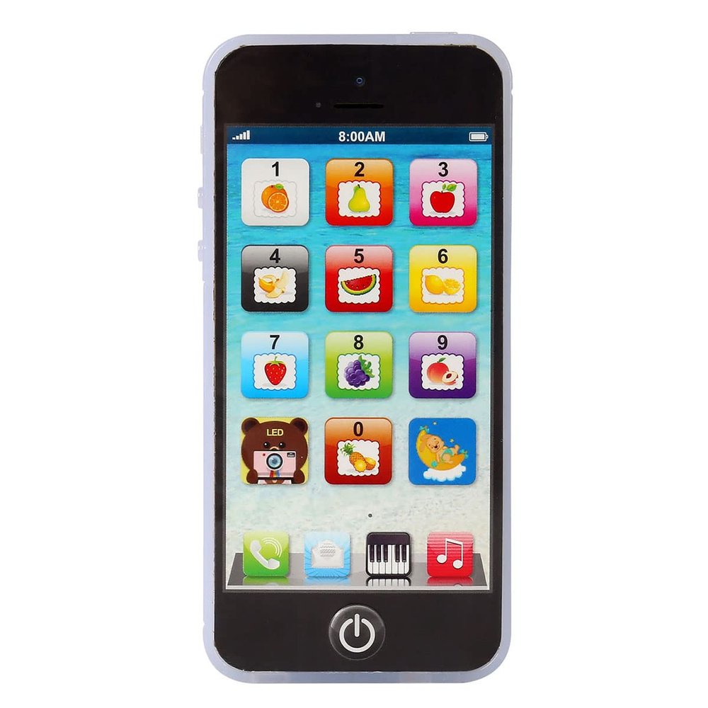 Sujosa Yphone, Pretend Smart Mobile Toy Phone for Toddler Baby & Kids, Musical English Learning Preschool Education Electronic Cell Phone Gift for Boys & Girls (Black)