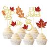 24 Pack He Asked She Said Yes Cupcake Toppers Glitter Love Heart I do Ring Fall Maple Leaves Bridal Shower Cake Food Picks Decorations for Wedding Engagement Theme Party Supplies view 1