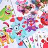 48 Sets Valentine's Day Craft Kits Face Stickers for Kids Valentines Party Favors Supplies Make Your Own Face Heart Animal Stickers Crafts for Kids Birthday School Class Party Decorations view 3