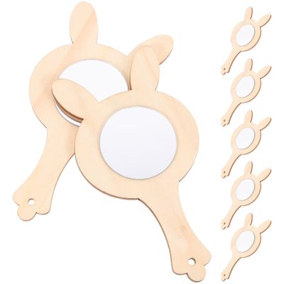 EXCEART 10pcs Wooden Hand Mirror Craft Supplies for Boys and Girls Unfinished Mirrors for Creative Projects Adorable Decorative Crafting for Arts Crafts Activities