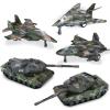 Crelloci 5 Pack Die Cast Fighter Jet Tank Toy, Pull Back Army Toys Vehicle Set, Camouflage Bomber Airplane Tank Vehicles, Military Air Force Playset for Kids Toddlers, Boys Age 3+ (A) view 1