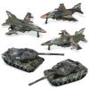 Crelloci 5 Pack Die Cast Fighter Jet Tank Toy, Pull Back Army Toys Vehicle Set, Camouflage Bomber Airplane Tank Vehicles, Military Air Force Playset for Kids Toddlers, Boys Age 3+ (B) view 1