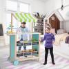 INFANS Wooden Grocery Store Marketplace Toy, Supermarket Pretend Play, Extra Storage 6 Ice Creams Scales Bells Chalkboards, Fun Indoor Farmer's Market Stand Set Gift for Ages 3+ view 2