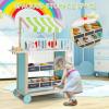 INFANS Wooden Grocery Store Marketplace Toy, Supermarket Pretend Play, Extra Storage 6 Ice Creams Scales Bells Chalkboards, Fun Indoor Farmer's Market Stand Set Gift for Ages 3+ view 4