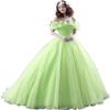 CharmingBridal Cinderella Princess Dress Off Shoulder Ball Gown Costume Quinceanera Dresses Light Green view 1