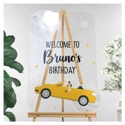 Personalized To The Moon Birthday Party Welcome Sign - Customized Astronaut Theme Birthday Party Sign - Custom Outer Space Birthday Decorations (PVC Board)