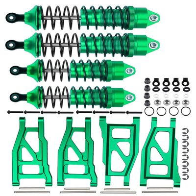 RCMYou RC Shocks & Front Rear Suspension Arm Upgrades Part for 1/10 Slash 4x4 VXL,Rustler 4X4 VXL,Stampede 4X4 VXL,Hoss 4X4 VXL,Alloy Big Bore RC Shock Absorber & More Durable A Arm,Green
