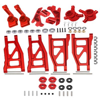 RCMYou Upgrades Part for 1/10 Slash/Rustler/Stampede/Hoss 4x4 VXL 4wd,Alloy Suspension Arm,Caster Block,Steering Blocks,Rear Stub Axle Carriers,4pcs Wheel Hex,Red (More Durable Arm)