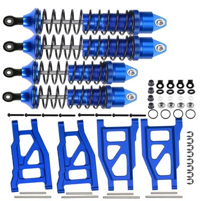 RCMYou RC Shocks & Front Rear Suspension Arm Upgrades Part for 1/10 Slash 4x4 VXL,Rustler 4X4 VXL,Stampede 4X4 VXL,Hoss 4X4 VXL,Alloy Big Bore RC Shock Absorber & More Durable A Arm,Navy Blue