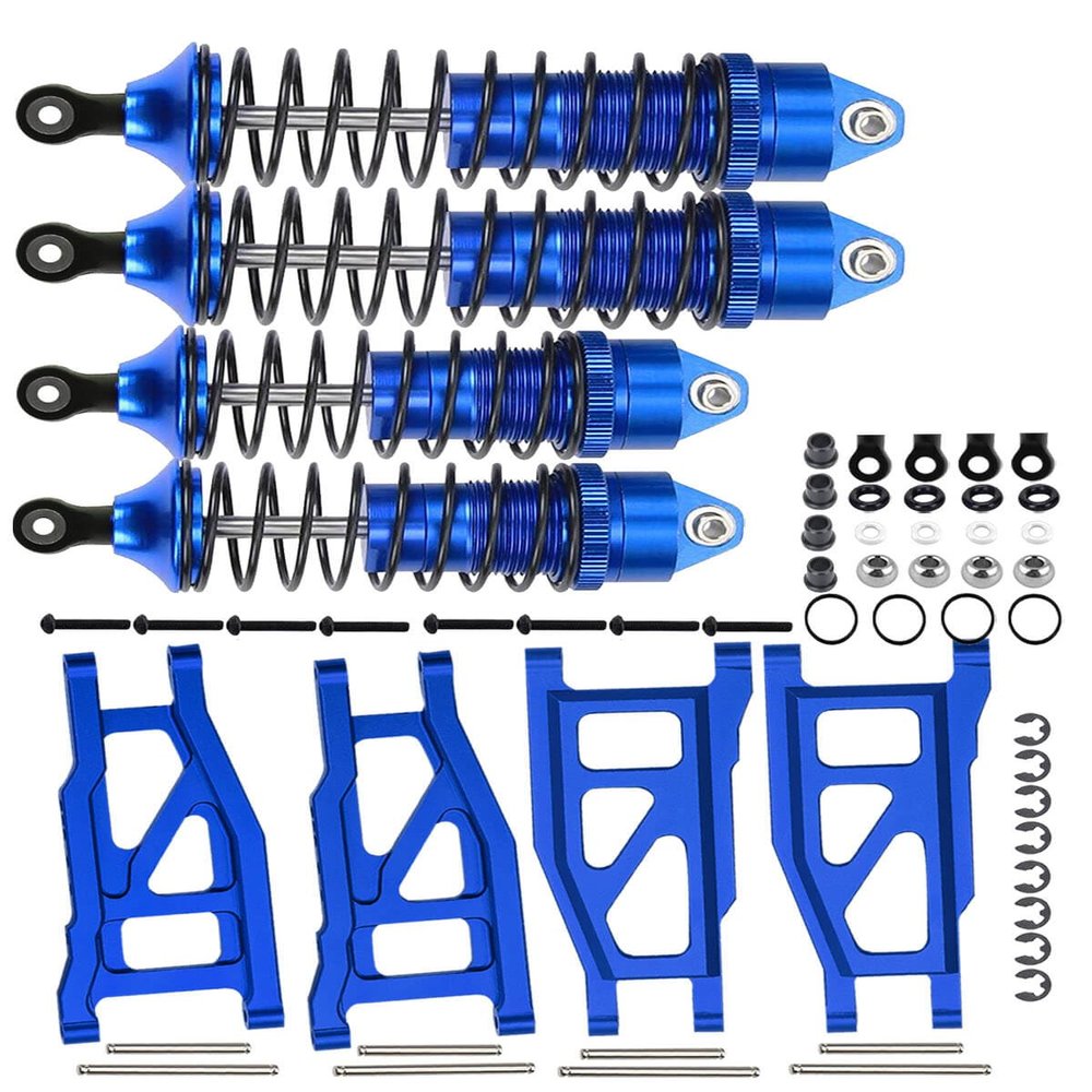 RCMYou RC Shocks & Front Rear Suspension Arm Upgrades Part for 1/10 Slash 4x4 VXL,Rustler 4X4 VXL,Stampede 4X4 VXL,Hoss 4X4 VXL,Alloy Big Bore RC Shock Absorber & More Durable A Arm,Navy Blue