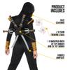 Morph Deluxe Black Boys Ninja Costume With Ninjas Toy Swords Accessory, Kids Ninja Costumes, Boy Halloween Costume, Small view 2