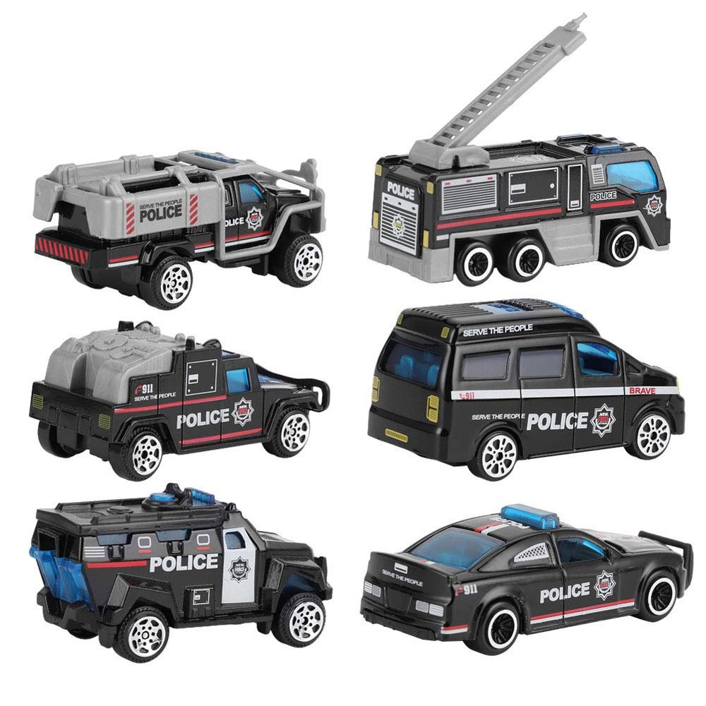 1:64 Car Model Toy, 6 Sets of Alloy Plastic Simulation Cars, Firefighting, Off Road, Pickups, Sports Cars, Racing for Boys Kids (A Special Police Series) Classic Toys