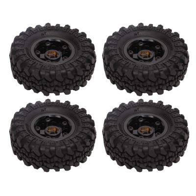 Alomejor Tires Brass 4pcs RC Wheel Hub Tires 1 Inch RC Tires for FCX24 118 124 Upgrade Parts (Black Gold)