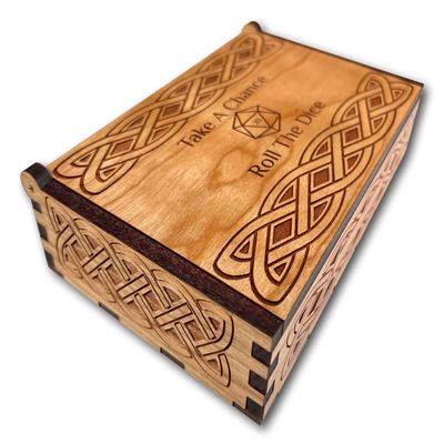 Creative Crafthouse Customizable Wooden Dice Tray - Handmade Cherry Wood with Felt Lining, Perfect for TTRPGs