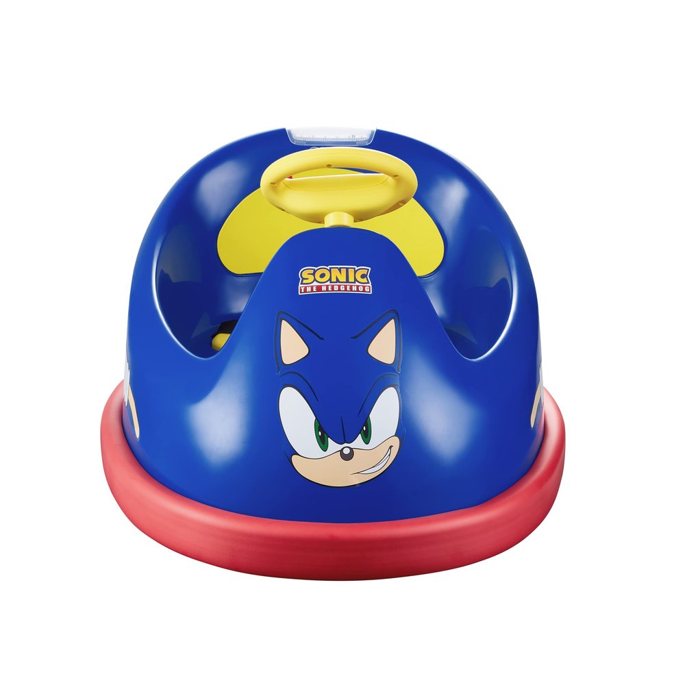 Sonic The Hedgehog Bumper Car for Kids, 2 Speed Electric Vehicle, Toddler Bumper Car with Remote Control and 360 Degree Turning, 6V Motor, LED Lights, Gifts for Toddlers, Large