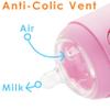 PopYum 5 oz Pink Anti-Colic Formula Making/Mixing/Dispenser Baby Bottles, 3-Pack with #1 Slow Flow Nipples, 150 ml, BPA-Free, Natural Latch view 4