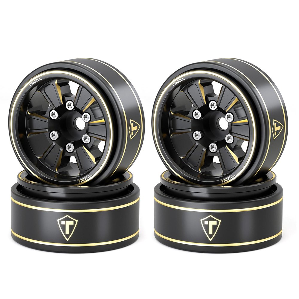TREAL 1.0 Beadlock Wheels Brass Heavy Weight Wheel Rims (4P) for SCX24 C10 Deadbolt Dodge AX24 FCX24 1/24 Crawler TRX4M 1/18 RC Crawler