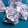 ARUOHHA Hollow DND Metal Dice Set Purple Dragons D and D Dice, RPG Role Playing Games Dungeons Polyhedral Dice with Gift Box D20 D12 D10 D8 D6 D4 view 4