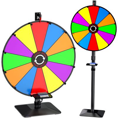 24 Inch Prize Wheel, 12 Slots Color Spinning Prize Wheel for Tabletop or Floor, Spinning Wheels Dry Erase with Tray, Markers, Eraser, Roulette Wheel of Fortune, Spinning Wheel for Prizes Carnival