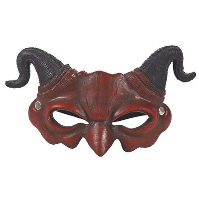 Ochine Demon Mask Devil Mask Halloween Masquerade Foam Mask Scary Red Half Face Ram Horn Devil Mask Cosplay Mask
