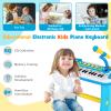 HONEY JOY Kids Piano Keyboard, 31-Key Electronic Piano Educational Musical Instrument Toy with Microphone, Sounds, Record Playback, Lights & Stool, Gift for Girls Boys (Blue) view 4