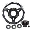 Carbon Steel Spur Gear (56T) + Pinion Gear (15T) For 1:10 Traxxas 2WD F-150 Raptor/Bandit XL-5 Buggy/Bandit VXL Buggy/Slash SCT/Slash VXL SCT - 6Pc Set Black view 1