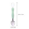 2pcs Food Scraper Spoon, Double Head Silicone Baby Spoons, Baby Fruit Feeder for Puree Scraping Mud Feeding, Green view 2