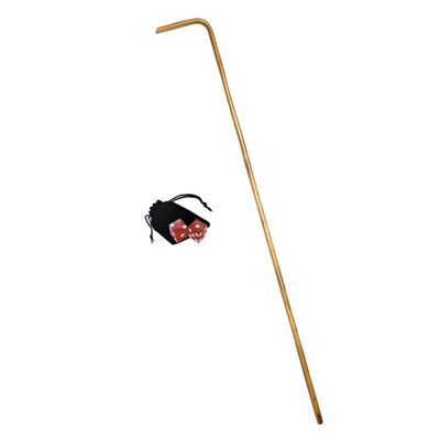 Genuine Harvey's Lake Tahoe Casino Dice Red Polished w/Pouch + Craps Dealer 36" Rattan Dice Stick (Cyber-Deals Bundle)
