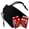 Genuine Harvey's Lake Tahoe Casino Dice Red Polished w/Pouch + Craps Dealer 36" Rattan Dice Stick (Cyber-Deals Bundle) view 2