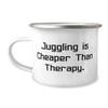 Perfect Juggling, Juggling is Cheaper Than Therapy, Juggling 12oz Camper Mug From view 1