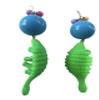 Dinosaur chunky figure neon armadillo pet earrings birthday party blue bead dangling view 1